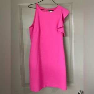 DO+BE Hot Pink Ruffle Shoulder Boutique Mini Dress, Size Medium